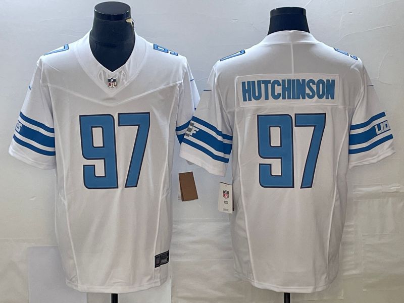 Men Detroit Lions #97 Hutchinson White 2023 Nike Vapor Limited NFL Jersey style 1->detroit tigers->MLB Jersey